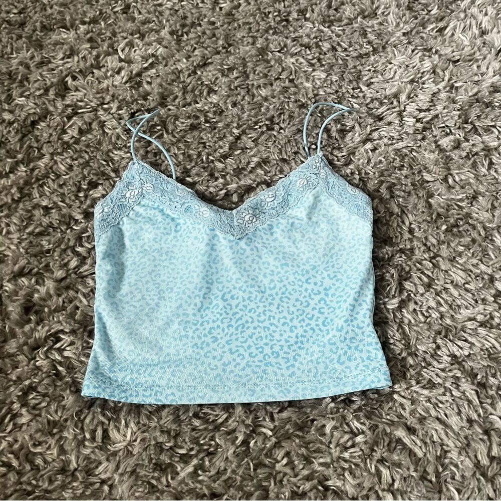 Princess Polly Blue leopard print top size 2